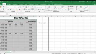 StundenzettelArbeitsnachweisZeiterfassung erstellen in Excel [upl. by Petes]