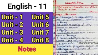 Class 11 English Notes PDF  Chapter 1 2 3 4 5 6 7 8 Exercise [upl. by Henriha]