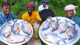 KING SIZE FISH FRY  Red Pomfret fish Fry in Village  Village Style Cooking  Village Food [upl. by Sampson]