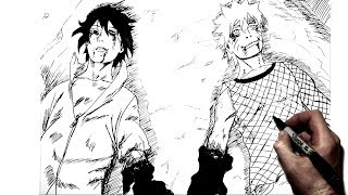 How To Draw Naruto and Sasuke  Final Battle  Naruto [upl. by Belford]