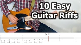 10 Easy Guitar Riffs for Beginners with Tabs [upl. by Bobbye398]