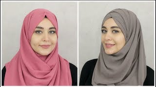 2 New Chiffon Hijab Tutorials  Muslim Queens by Mona [upl. by Nilrak]