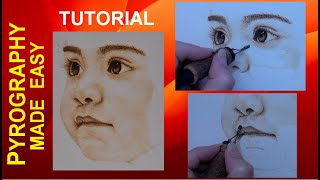 Wood Burning  LITTLE GIRL Portrait pyrography tutorial [upl. by Pinter]