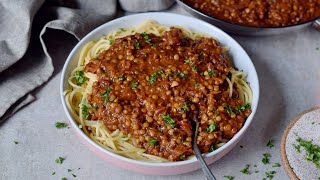 Vegan BOLOGNESE Sauce Recipe Easy Lentil Bolognese [upl. by Nannah944]