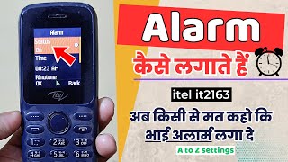 Set Alarm in itel Keypad Mobile  Keypad Phone Mein Alarm Kaise Lagaen  itel it2163 Alarm Settings [upl. by Anid]