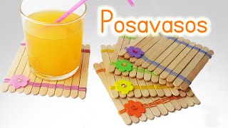 Manualidades POSAVASOS con palitospaletas de helado  Innova Manualidades [upl. by Joliet]