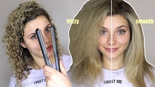 HOW TO STRAIGHTEN CURLY HAIR WITHOUT FRIZZ [upl. by Mile]