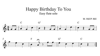 Happy Birthday  Flute sheet music Free PDF [upl. by Ellehcsar]