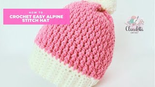 CROCHET Alpine Stitch Hat  EASY [upl. by Ahsirpac]