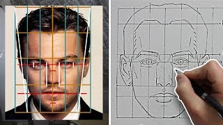 How to Draw FACES with ACCURATE PROPORTIONS amp FEATURES Front View  Tutorial [upl. by Hebrew623]