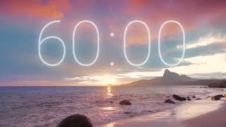 60 Minute Timer with Ocean Waves Crashing with the Sunrise [upl. by Bailey911]