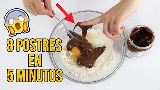 LOS 8 MEJORES POSTRES EN 5 MINUTOS  8 recetas FÁCILES Y RÁPIDAS [upl. by Alliuqa222]