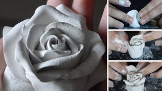 HandSculpting a Rose Paper Clay Tutorial [upl. by Ditter]