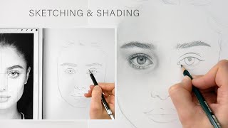 How to draw from a reference photo sketching and shading a portrait  Emmy Kalia [upl. by Satsok806]