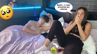 PERIOD PRANK ON BOYFRIEND cute reaction [upl. by Ragucci]