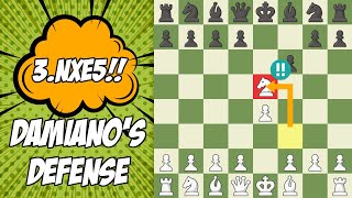 Damianos Defense Chess Opening Trap Sac A Knight On Move Three [upl. by Lindi]