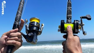 Surf Fishing Why Use a Conventional Fishing Reel Vs Spinning Reel [upl. by Antsirhc757]