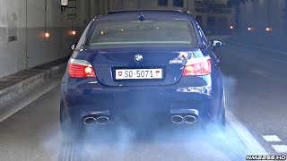 BMW M5 E60 with Eisenmann Race Exhaust INSANE Launches amp Burnouts [upl. by Netsew503]