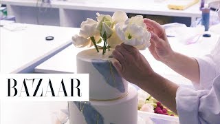 Watch How Ron BenIsraels Mesmerizing Wedding Cakes Are Made  Eat Chic  Harpers BAZAAR [upl. by Adne]