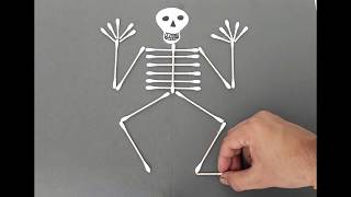 How To Make Human Skeleton  COTTON SWAB STICKS CRAFTS IDEA  DIY CRAFTS AND EASY PAPER IDEAS [upl. by Aihseym]