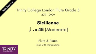 Gabriel Faure Sicilienne ♩ 48 Moderate Flute amp Piano midi with metronome [upl. by Ykcim]