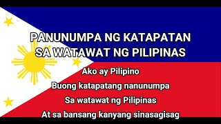 PANUNUMPA NG KATAPATAN SA WATAWAT NG PILIPINAS  PLEDGE OF ALLEGIANCE TO THE PHILIPPINE FLAG [upl. by Rotceh]