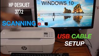 HP DeskJet 3772 Scanning Using quotUSB Data Cablequot Windows 10 PC  Laptop amp Review [upl. by Ajoop732]