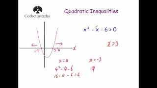 Quadratic Inequalities  Corbettmaths [upl. by Yrevi961]