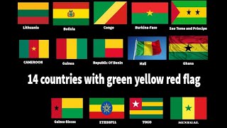 14 Countries With Green Yellow Red Flags PanAfrican colors [upl. by Kcinemod]