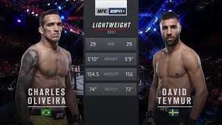 Charles Oliveira vs David Teymur UFC Fight Night [upl. by Aisatna]