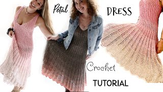 Petal dress Crochet Tutorial [upl. by Arbed]