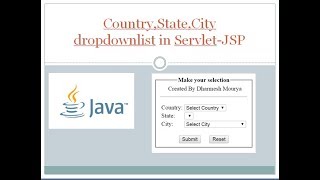 CountryStateCity dropdownlist in Servlet JSP [upl. by Lenoyl618]