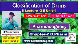 Classification of drugs  Pharmacognosy  L2 Unit1BPharm 4th sem  Chapter2 DPharm 1st Year [upl. by Herrah908]