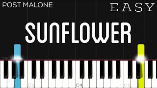 Post Malone Swae Lee  Sunflower  EASY Piano Tutorial [upl. by Monagan]