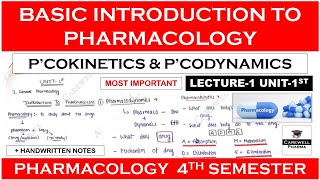 Basic Introduction to Pharmacology  Pharmacodynamics  Pharmacokinetics  L1 U1  B Pharma 4 sem [upl. by Euqnomod]