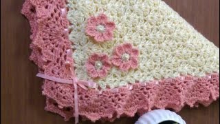 How to Crochet a Baby Blanket  Linda Sabanita Tejida en Crochet con Flores y Listón o Lazo 🎀 👶 🍼 [upl. by Nahgam124]