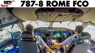 Piloting BOEING 787 into Rome Fiumicino  Cockpit Views [upl. by Ulphi77]