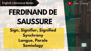 Ferdinand de Saussure  Sign Signifier Signified  Langue and Parole Structuralism IRENE FRANCIS [upl. by Enait]