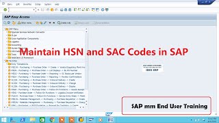 Maintain HSN and SAC Codes in SAP [upl. by Colly]