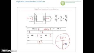 Single Phase Transformer Ratio Question 2 [upl. by Ayaet]