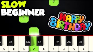 Happy Birthday  SLOW BEGINNER PIANO TUTORIAL  SHEET MUSIC by Betacustic [upl. by Byron]