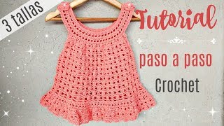 APRENDE A TEJER VESTIDO CROCHET PARA BEBÉS EN 3 TALLAS [upl. by Fisuoy]