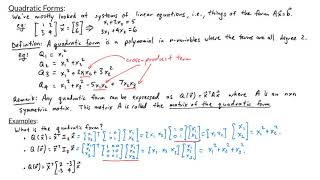 Linear Algebra  Quadratic Forms [upl. by Henigman241]