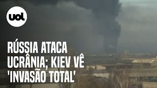 Guerra na Ucrânia Rússia ataca cidades Kiev fala em invasão em grande escala [upl. by Alekat394]