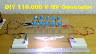 DIY Flyback trafo CockroftWalton voltage multiplier 110000 Volts [upl. by Malchy41]