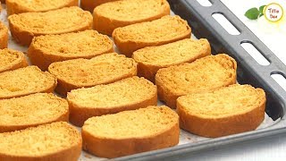 Homemade Toast Biscuit Milk Rusk Recipe by Tiffin Box for kids  Sweet Bread Rusk Tea rusk Recipe [upl. by Nonah]