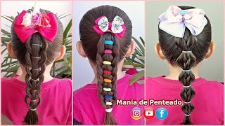 Penteado Infantil com amarração e tranças fáceis para escola [upl. by Servais959]