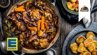 Coq au Vin Rezept I Hähnchen in Rotwein  EDEKA [upl. by Satterlee]