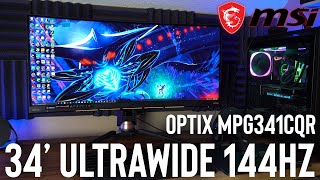 MSI 34inch 144hz Ultrawide Monitor Unboxing amp Overview OPTIX MPG341CQR [upl. by Alguire216]