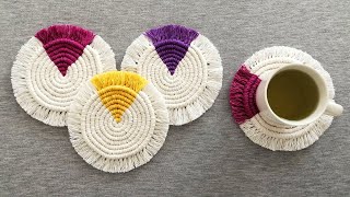 DIY como hacer POSAVASOS 🍵 en MACRAME paso a paso  DIY Macrame Coasters [upl. by Niarda610]